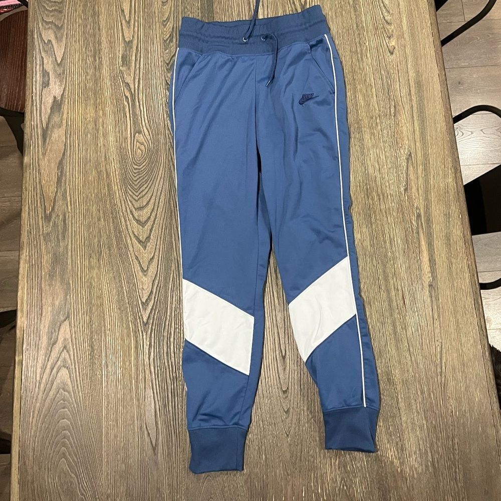 Nike Womens Jogger Pants Elastic Waist Pull-On Slash Pockets Blue White Size S